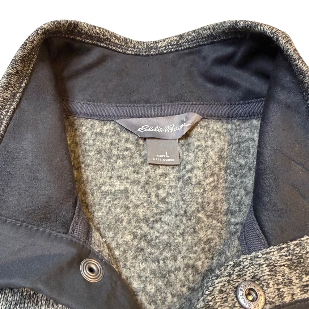 Eddie Bauer Men's Heather Gray Fleece Snap Neck Pullover Sweater Size L - Picture 7 of 9